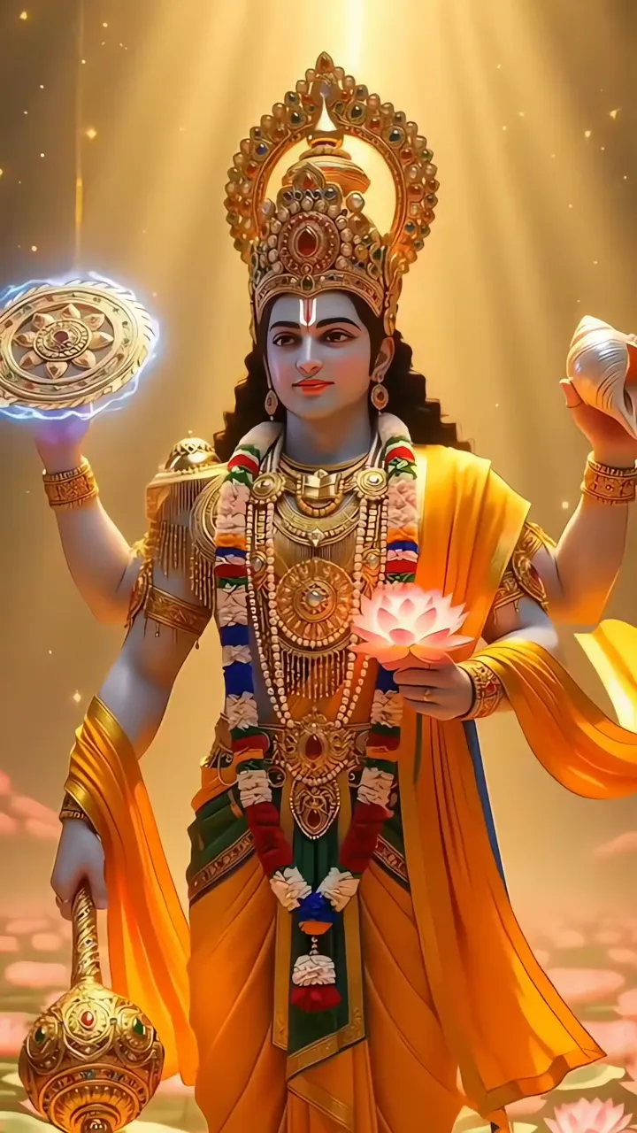 Lakshmi Narayan Divine Blessing With Lotus And Conch