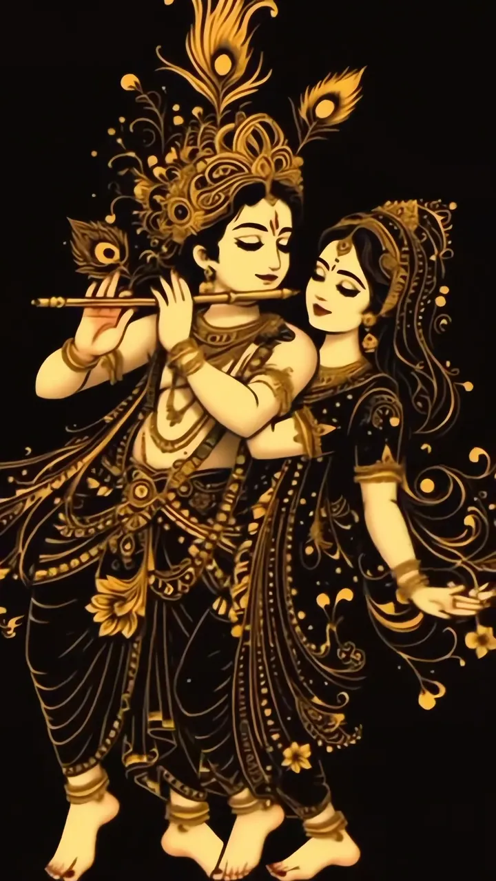 Radha Krishna Romantic Moonlight Temple Scene