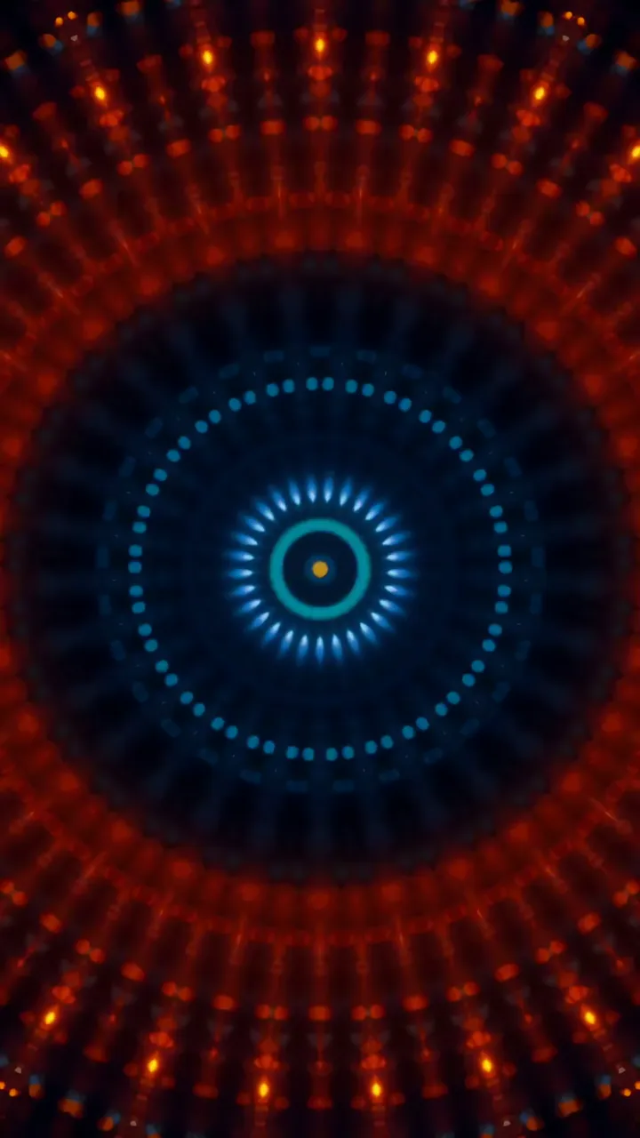 Glowing Kaleidoscope Visual Meditation With Blue And Orange Glow