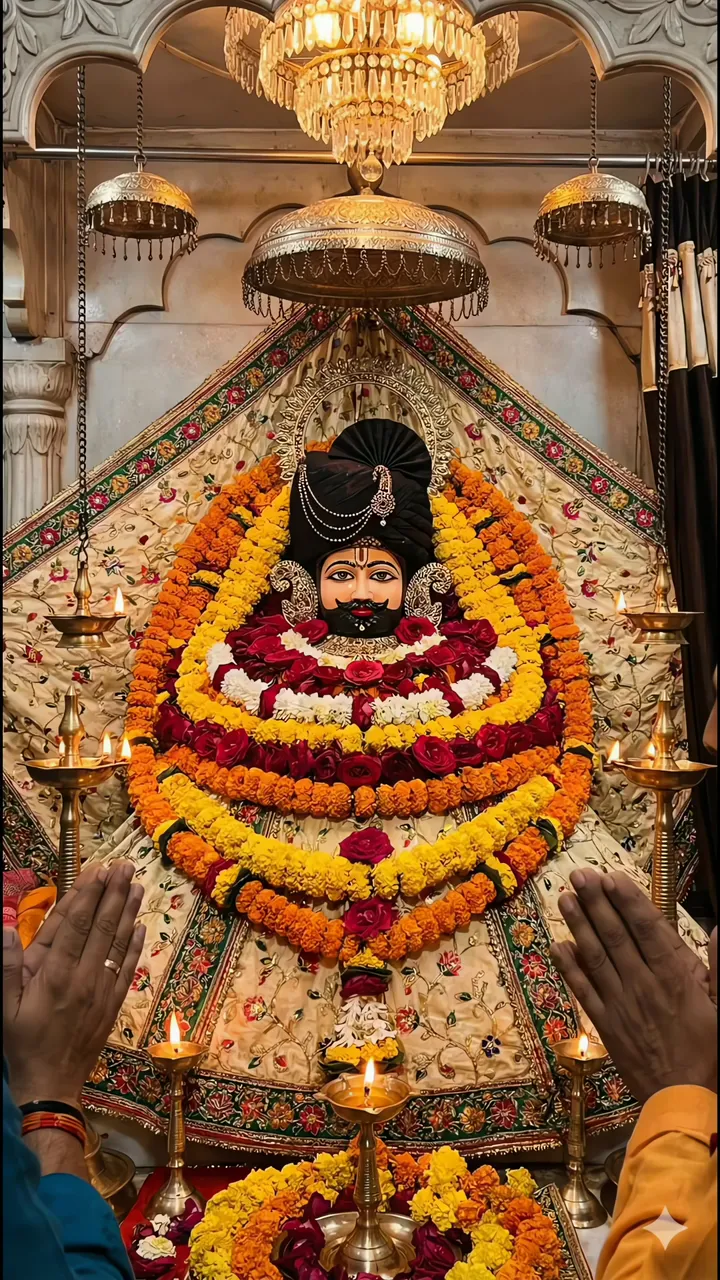 Shyam Baba Devotional Worship With Marigold And Rose Garlands