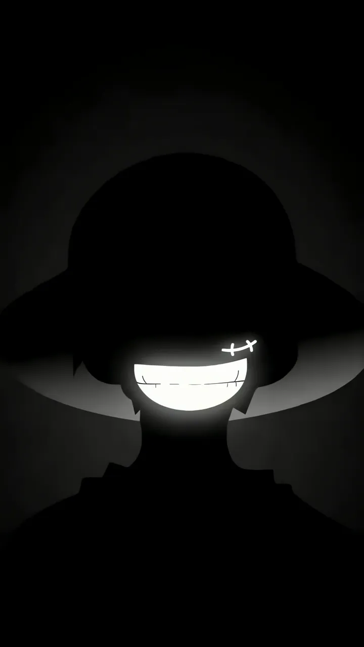 Monkey D. Luffy Black And White Silhouette With Glowing Smile
