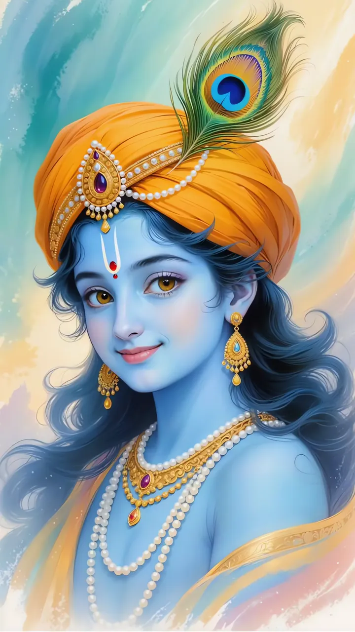 Radha Krishna Romantic Moonlight Temple Scene