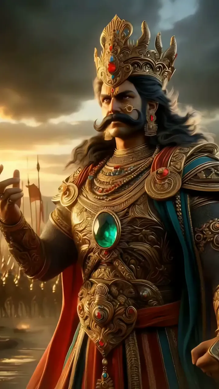 King With Golden Crown And Emerald Armor Royal Battle Scene