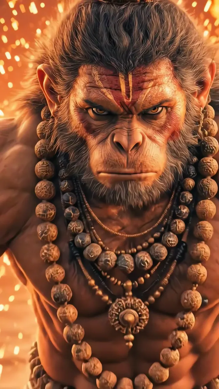 Monkey King With Sacred Beads And Fiery Aura
