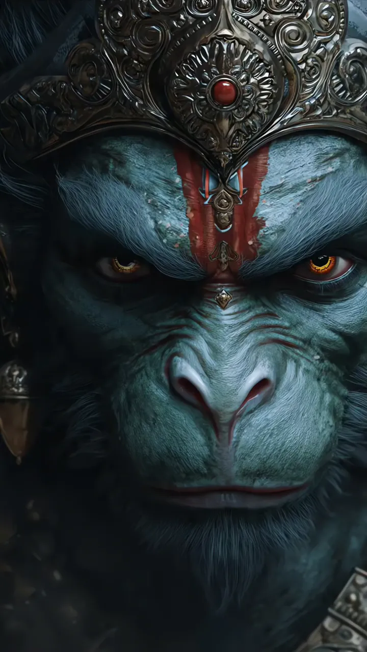 Wu Kong Divine Monkey King With Ornate Crown And Red Mark