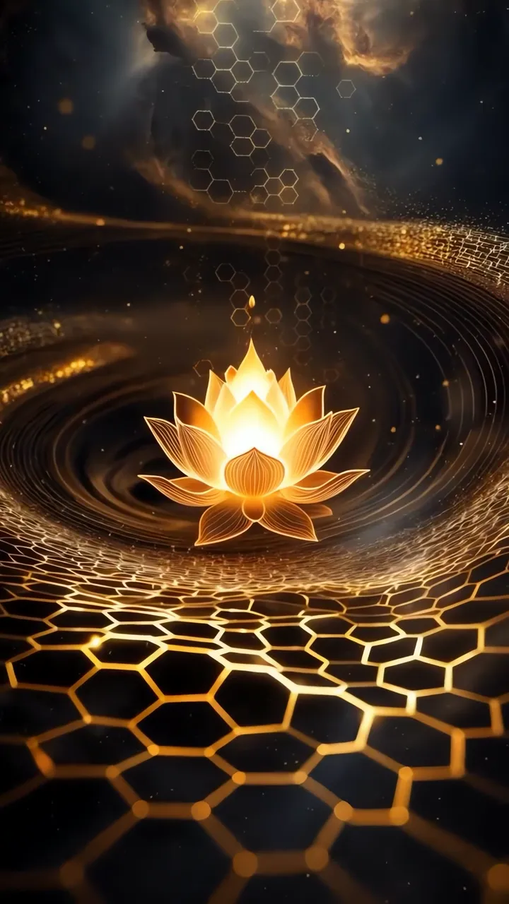 Golden Lotus Meditation With Hexagonal Energy Field