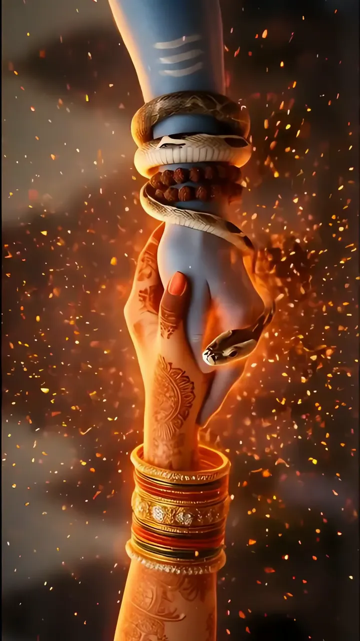 Shiva Hand With Snake And Fire Sparks