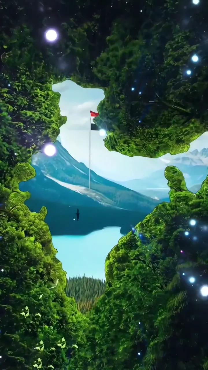Independence Day Flag Through Magical Forest Portal