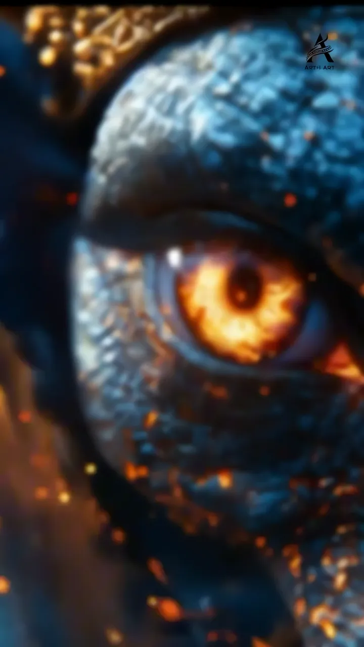 Ganesha Divine Eye With Fiery Glow And Blue Skin