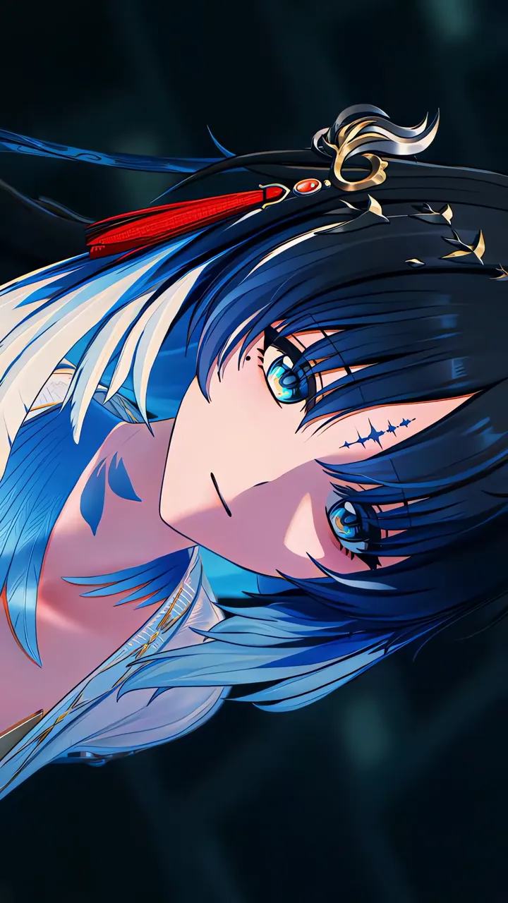 Yangyang Xuanling Anime Girl With Blue Hair And Starry Eyes