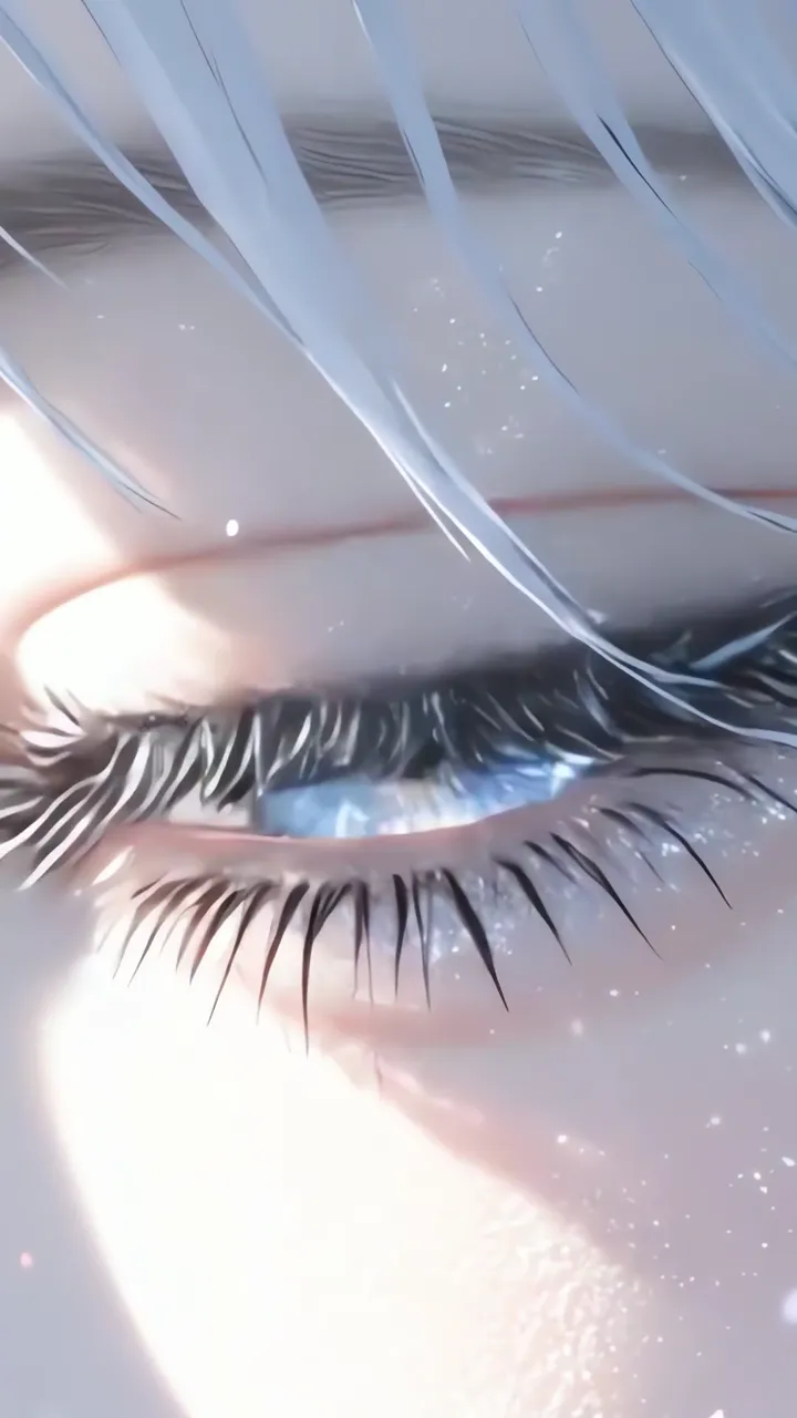 Anime Girl With Glowing Blue Eyes And Sparkling Hair
