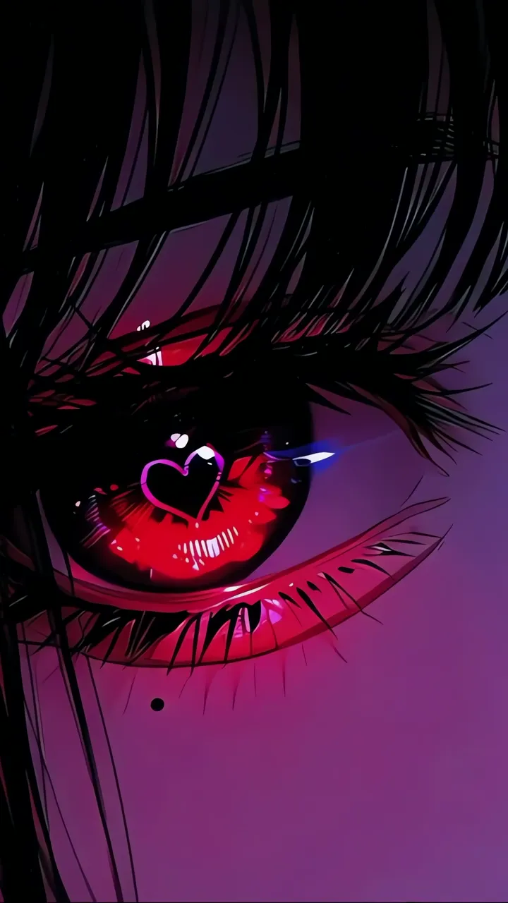 Anime Girl Hypnotic Red Eye With Glowing Heart