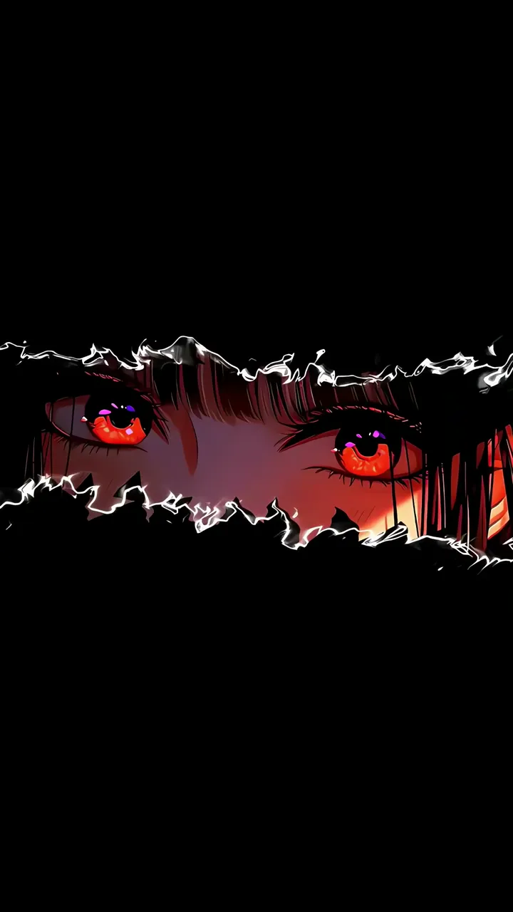 Anime Girl With Glowing Red Eyes And Dark Amoled Effect