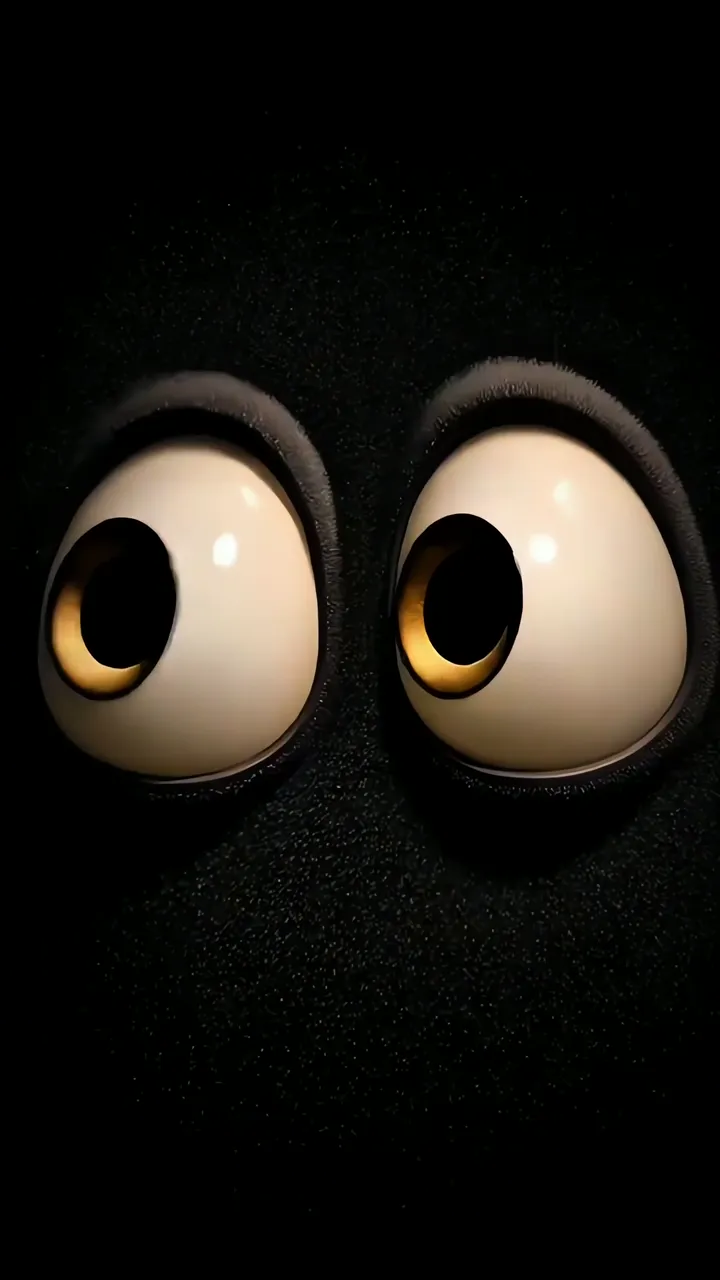 Glowing Eyes In Dark Black Background 3D Horror