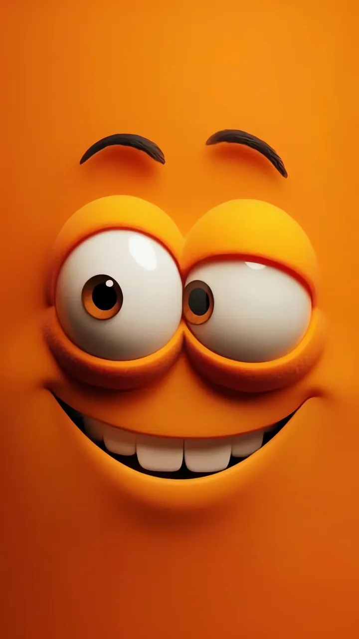 Happy Orange Cartoon Character With Big Eyes And Smile