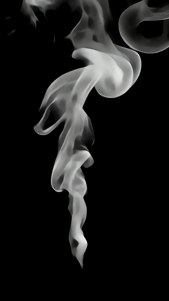 Elegant Swirling White Smoke Art Against Black Background