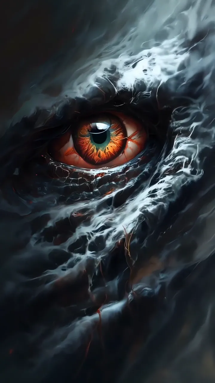 Mysterious Glowing Eye With White Smoke And Dark Aura