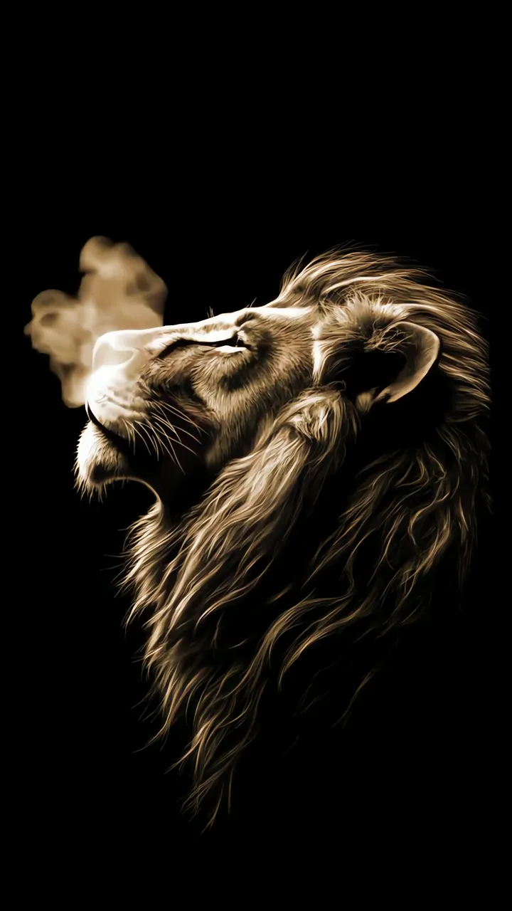 Majestic Lion Smoking With Smoke Aura Black Background