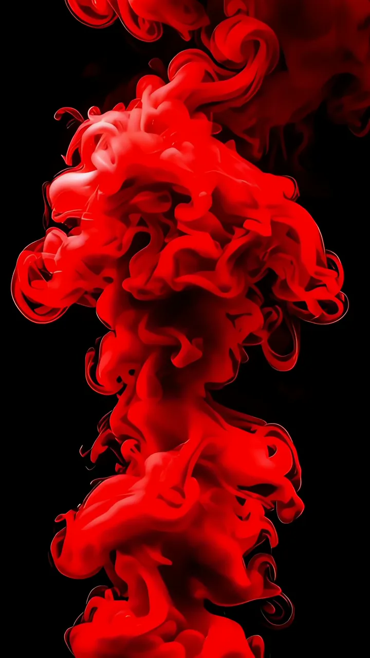 Vibrant Red Ink Swirls Against Black Background