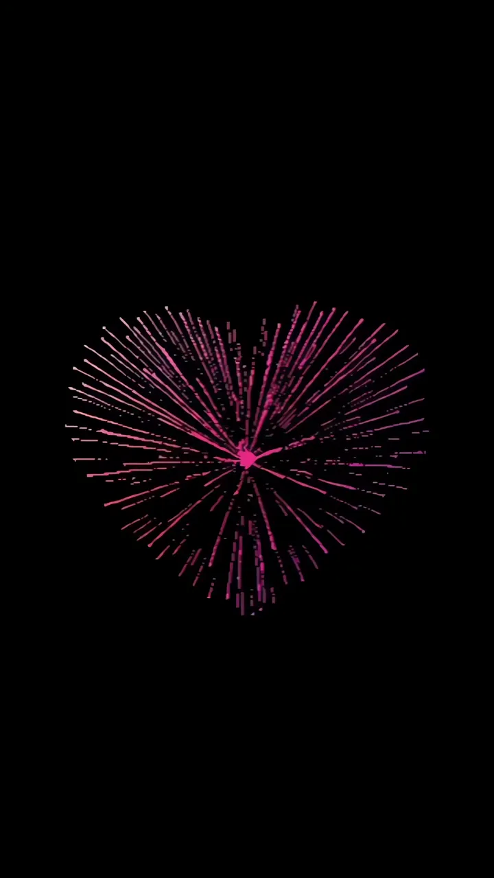 Pink Heart Fireworks Animation On Black Background
