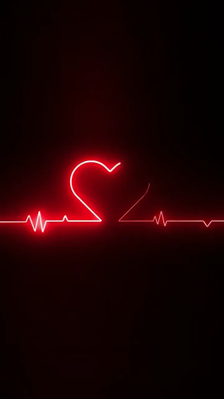 Red Neon Heartbeat Love Symbol Animated Background