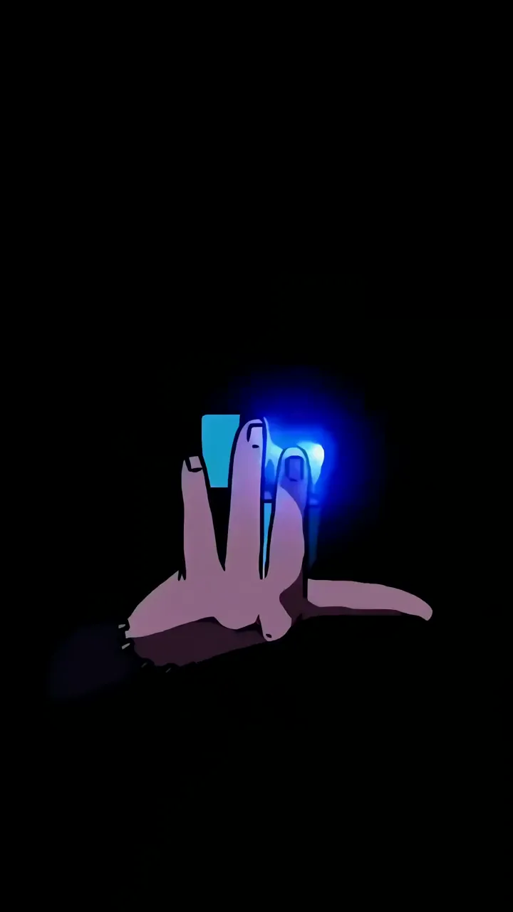 Hand Making Fire Sign With Blue Glow Amoled