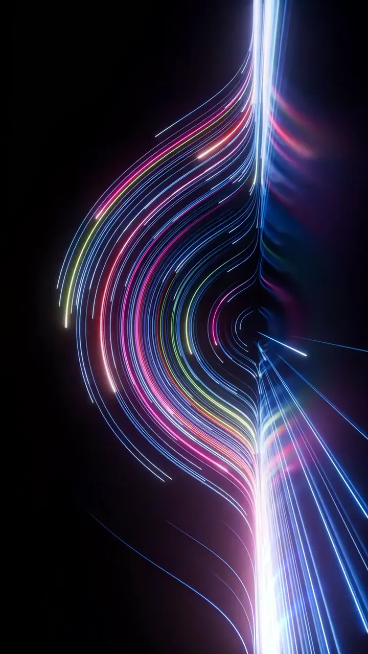 Abstract Neon Glowing Lines With Pink And Blue Light Flow