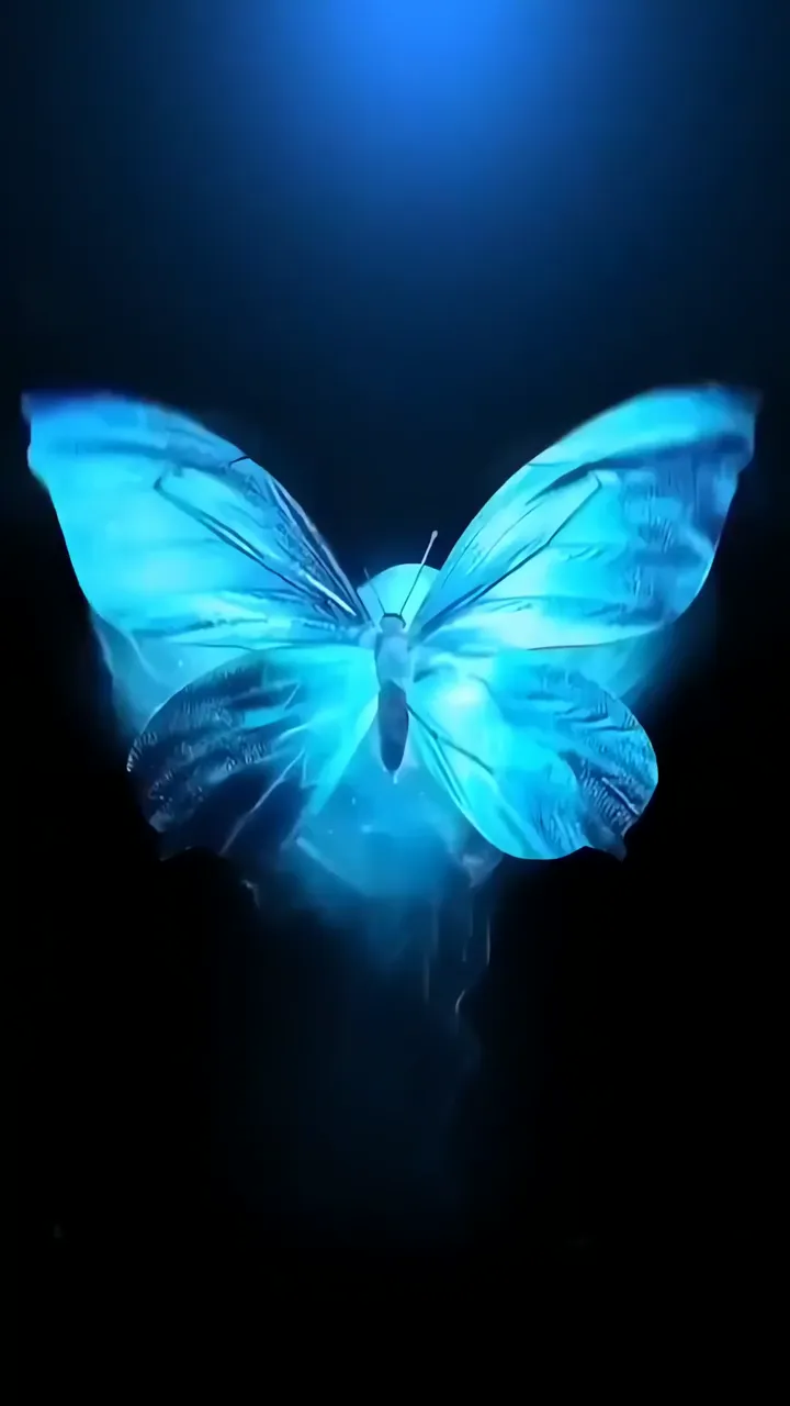 Glowing Blue Butterfly With Ethereal Wings