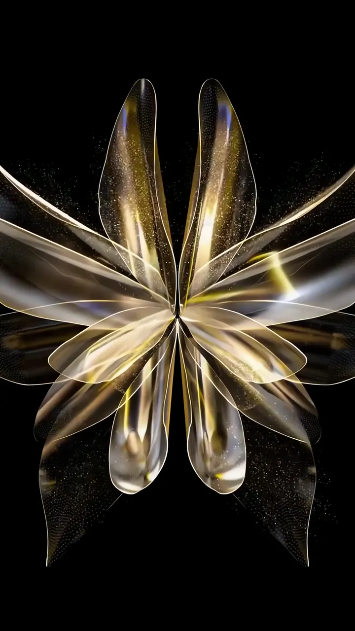 Golden Abstract Flower With Glowing Petals And Particle Effect