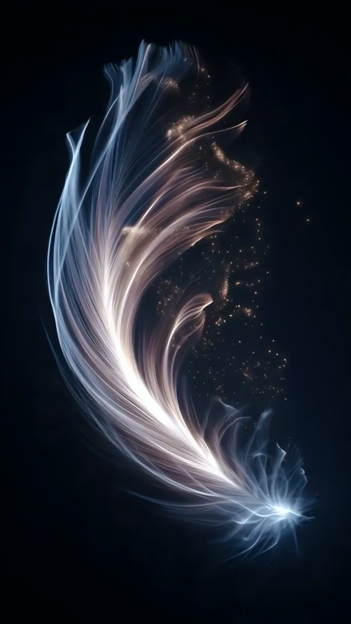 Glowing Ethereal Feather With Sparkle Particle Effect