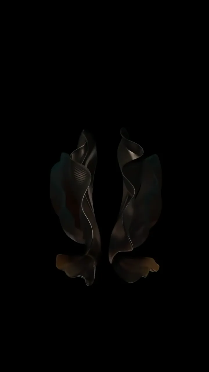 Abstract Dark Fluid Sculpture With Metallic Glow