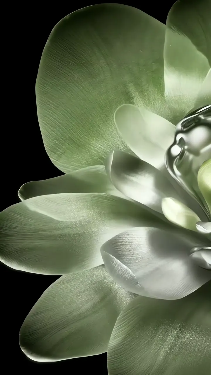 Glowing Green Abstract Flower With Metallic Center