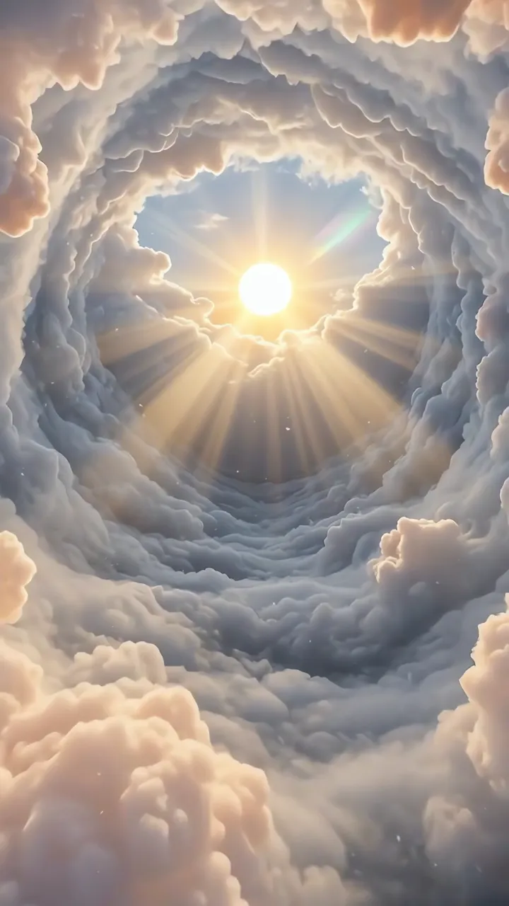 Sunlight Through Cloud Tunnel Celestial Sky Scene