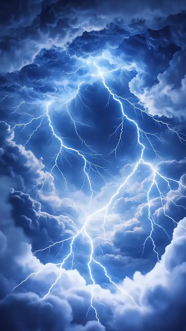 Cinematic Blue Lightning Storm Sky With Glowing Electric Effects