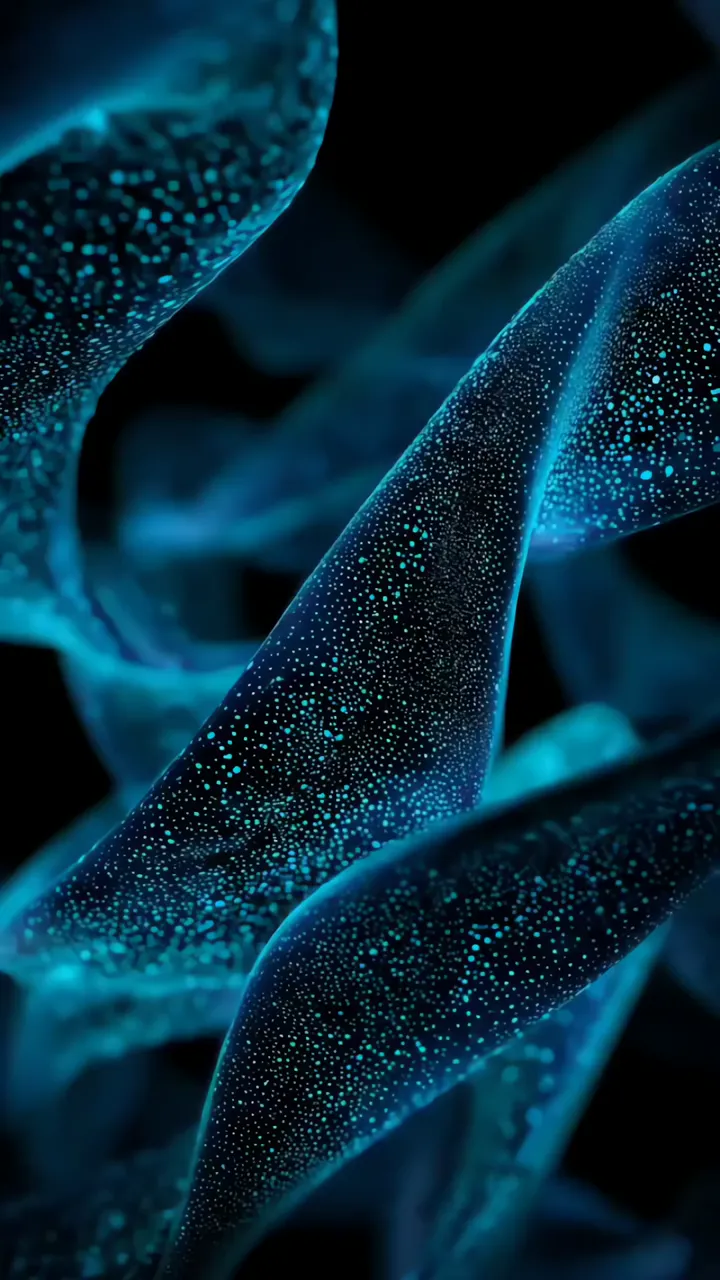 Abstract Blue Digital Waves With Glowing Particle Effect