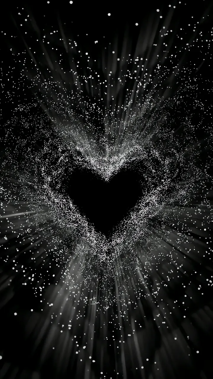 Glowing Heart Particle Explosion Black And White