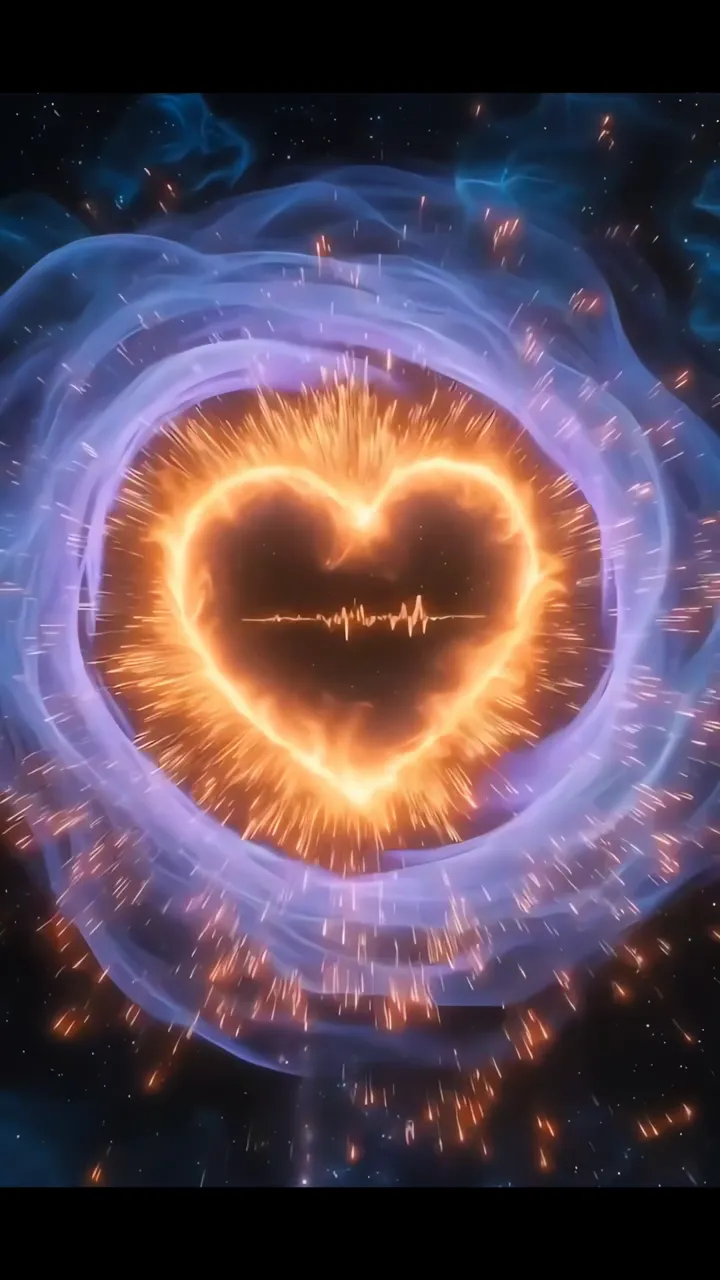 Heartbeat Pulse In Cosmic Nebula With Sparkle Effect
