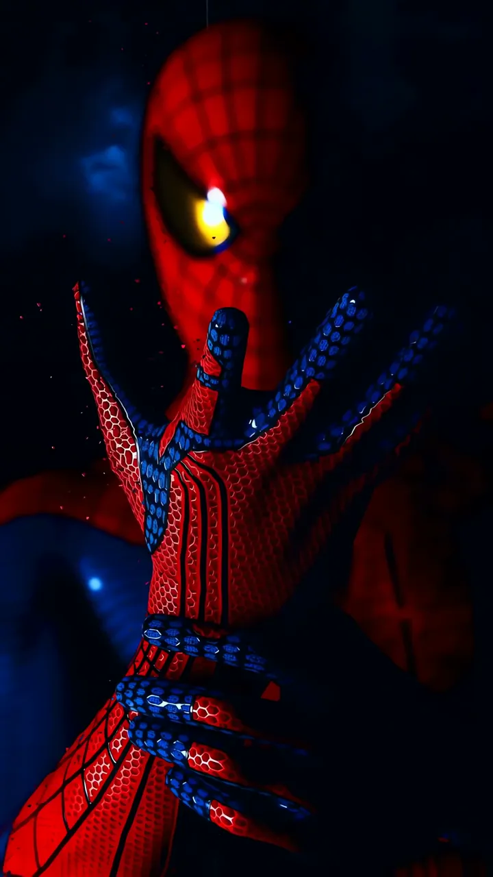 Spider-Man Glowing Red And Blue Suit With Web Pattern