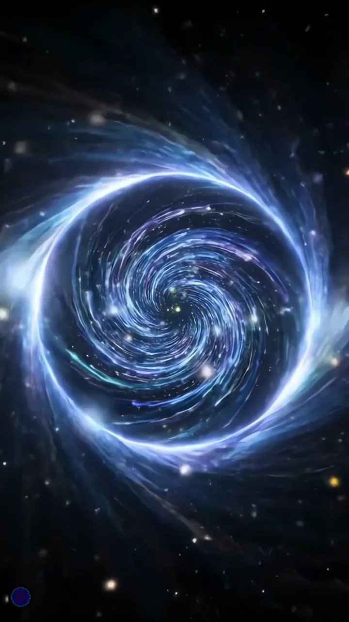 Cosmic Blue Spiral Galaxy Portal With Glowing Stars