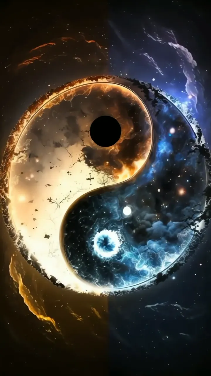 Cosmic Yin Yang With Fire And Ice Galaxy