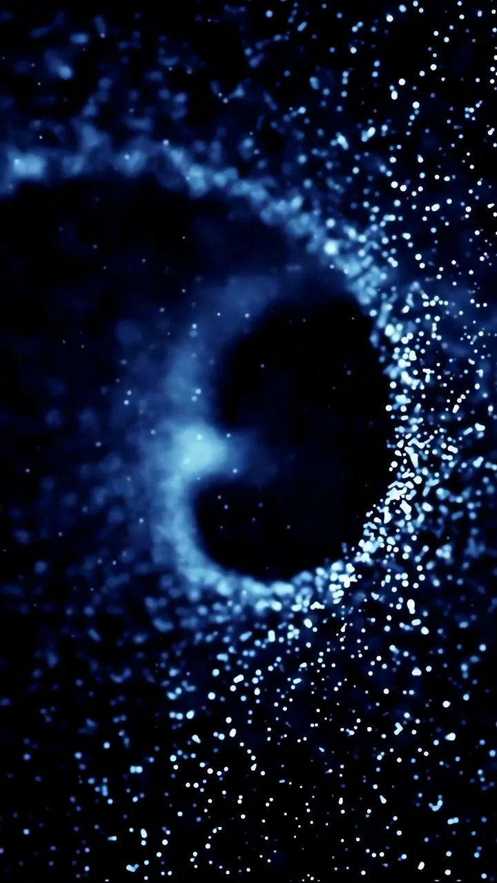 Cosmic Blue Energy Portal With Glowing Particles