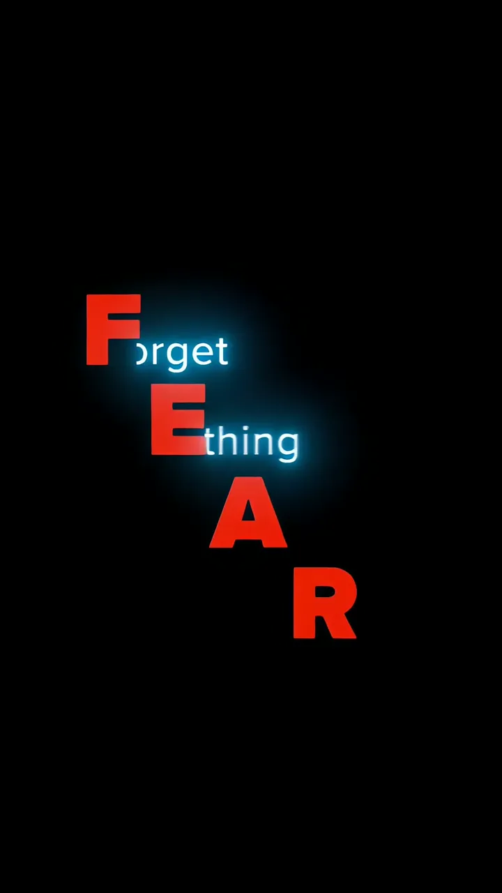 Forget Fear Motivational Text With Glowing Red And Blue Neon
