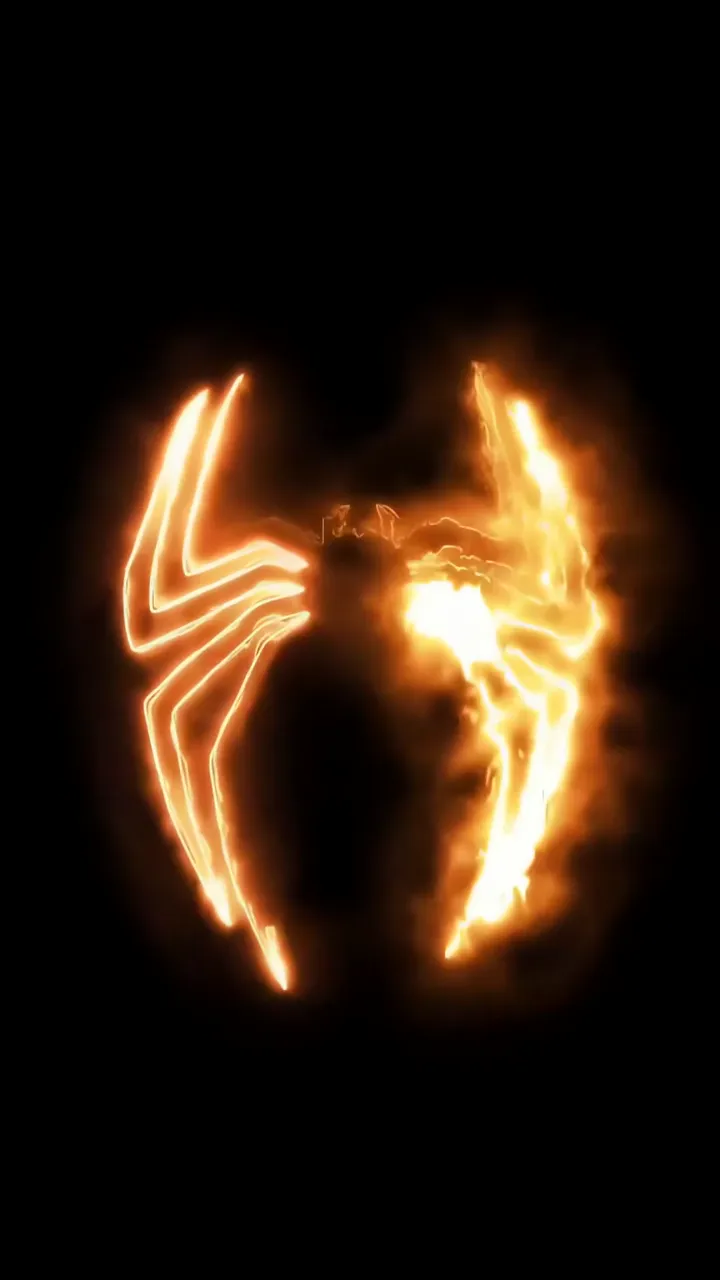 Fiery Spiderman Logo With Glowing Orange Flame Effect
