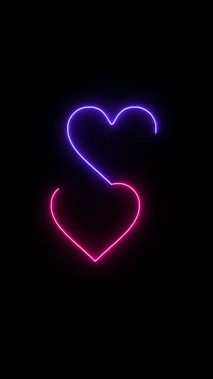 Neon Love Heart With Purple And Pink Glow