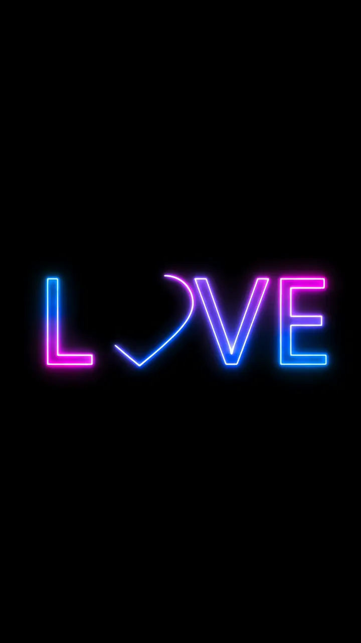 Neon Love Sign With Heart Symbol Glowing Effect