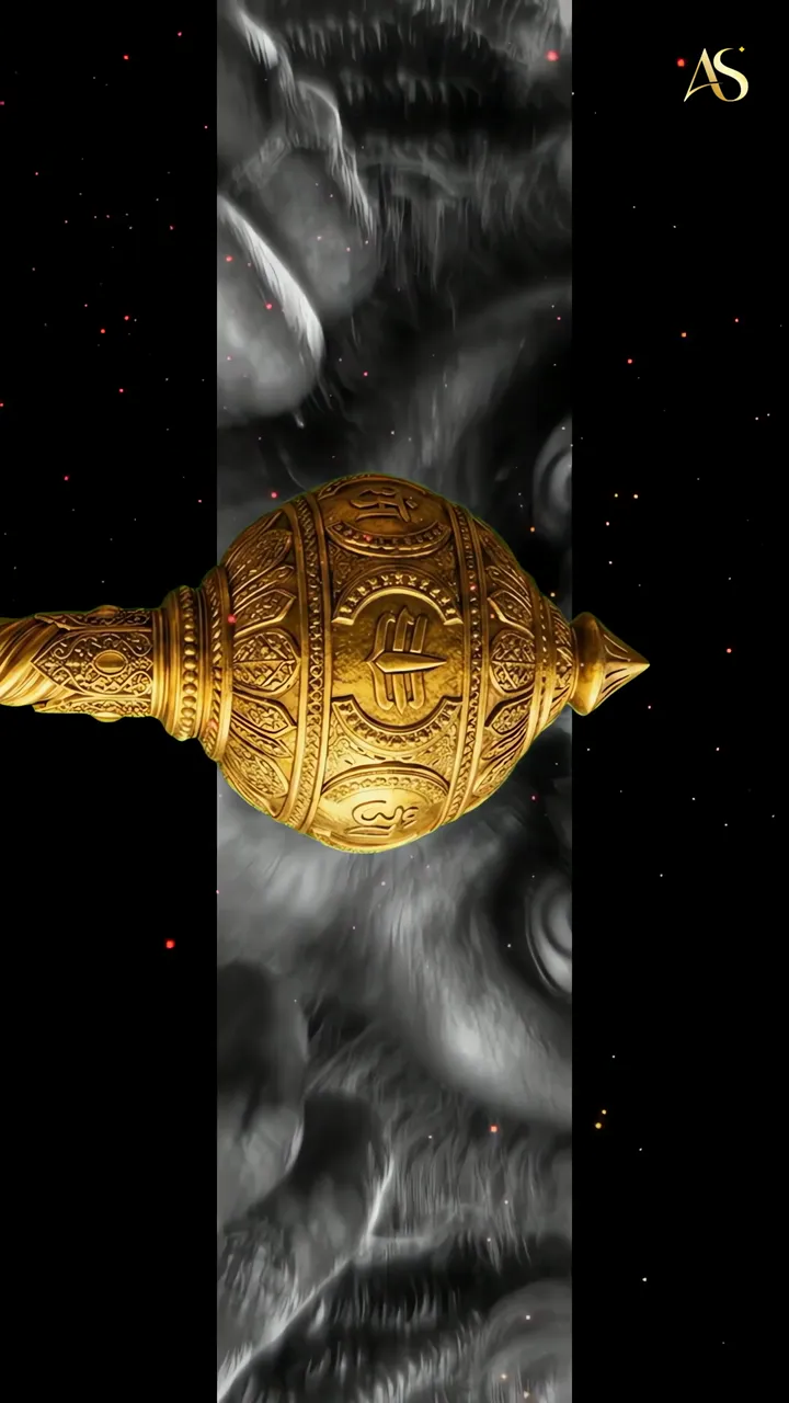 Golden Trishul With Cosmic Smoke And Starry Background