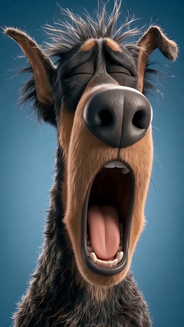 Funny Dog Yawning With Tongue Out Cartoon Style