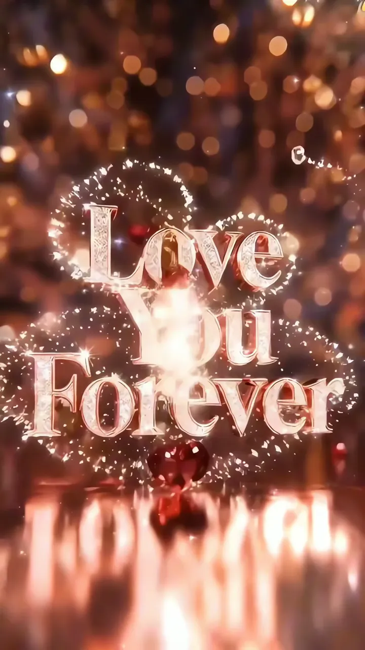 Love You Forever Sparkling Text With Heart And Golden Bokeh
