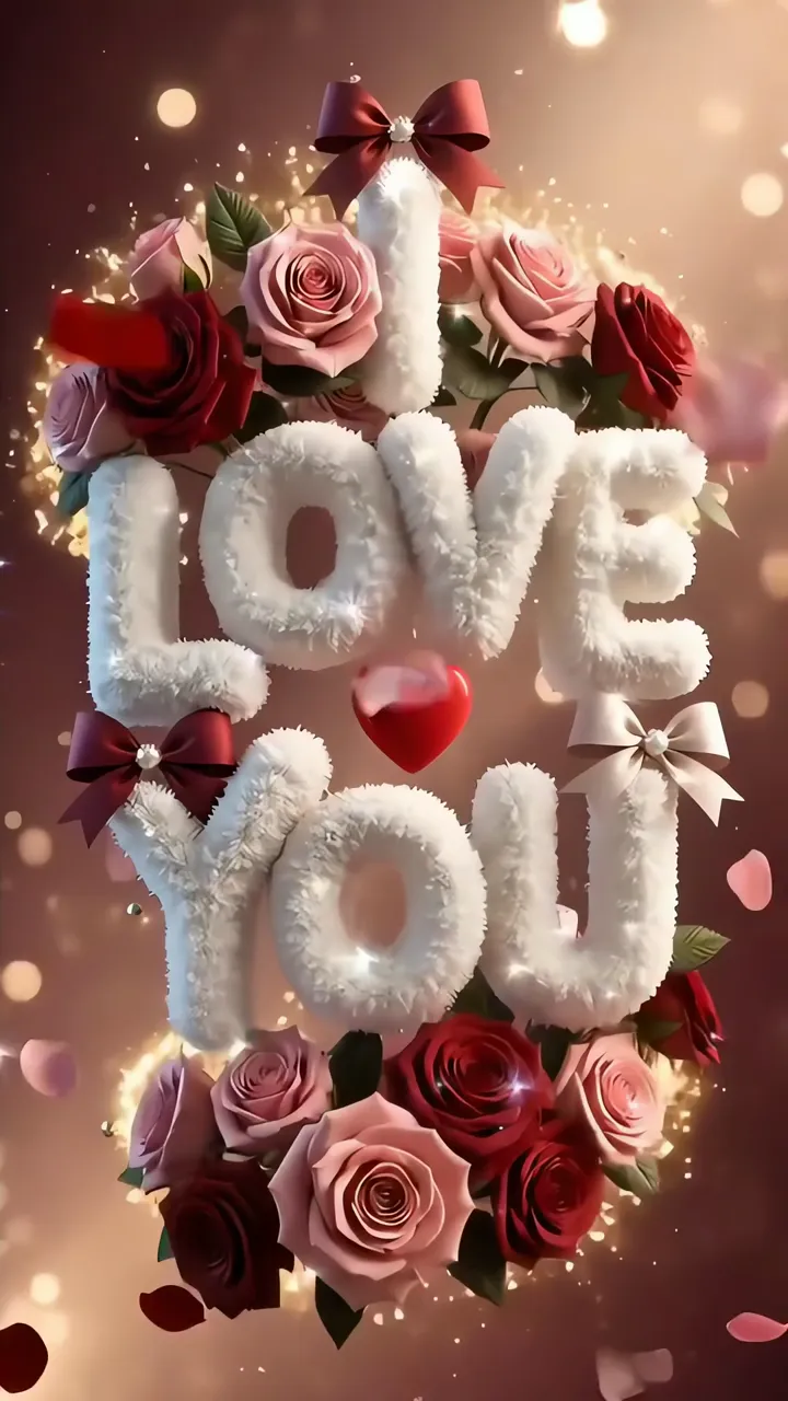 I Love You Message With Roses And Sparkles Romantic Scene