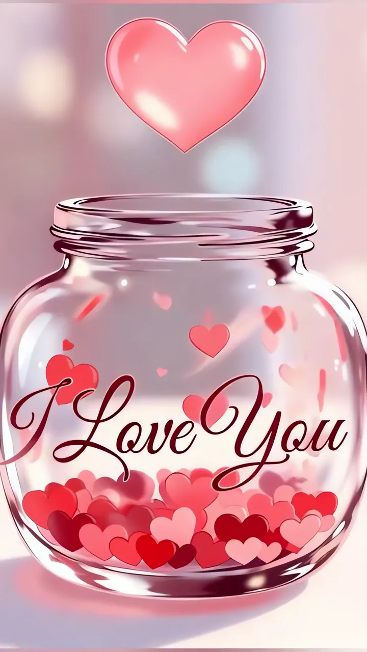 Love Jar With Floating Heart And I Love You Message